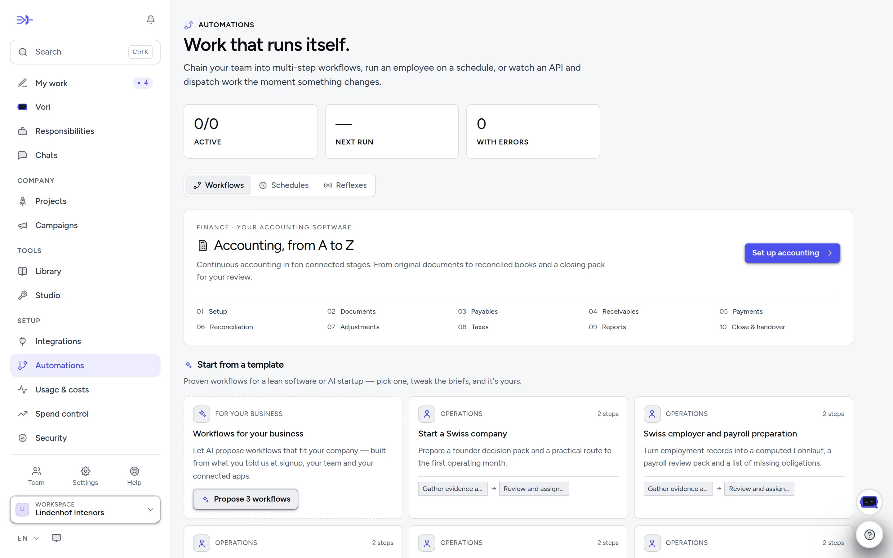Automations: workflows, schedules and reflexes